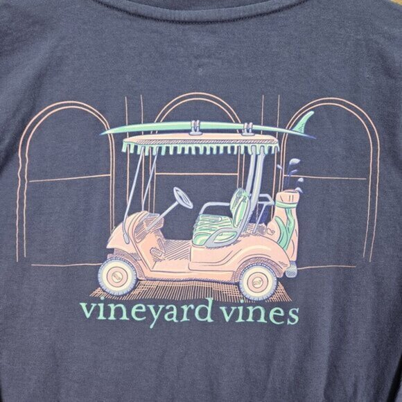 Vineyard Vines T-Shirt Golf Cart Long Sleeve Pocket Tee Double Sided Unisex Sz S - Picture 6 of 10